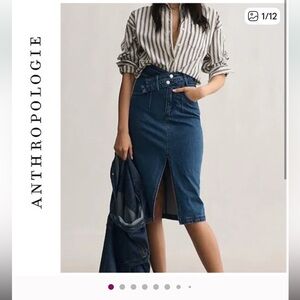 Anthropologie Pilcro Arden Double- waist midi denim skirt Sz 6 NWOT